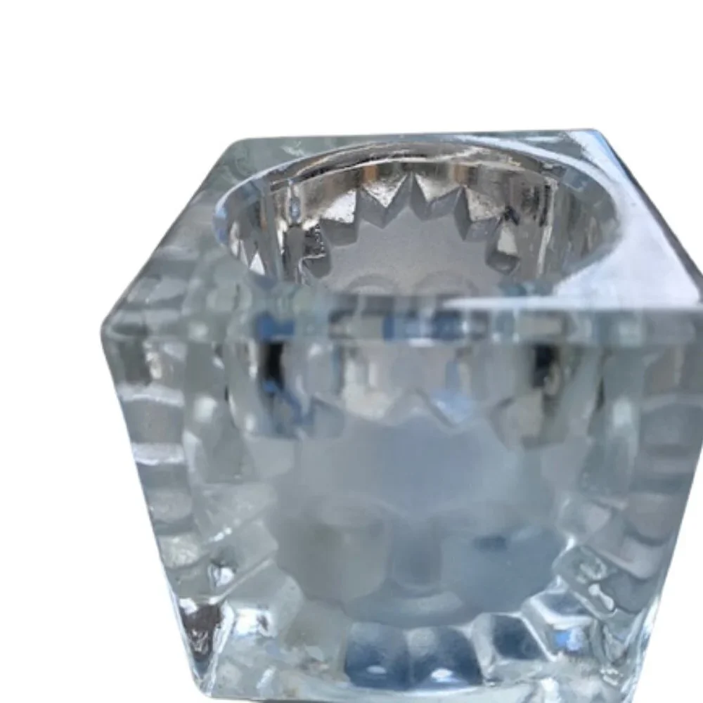 Vintage 3D Effect Recycled Glass Square Candle Holder with SUN Engraving 3